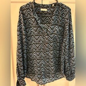 Brand New A.L.C. Women's Black and Blue Patterned Top